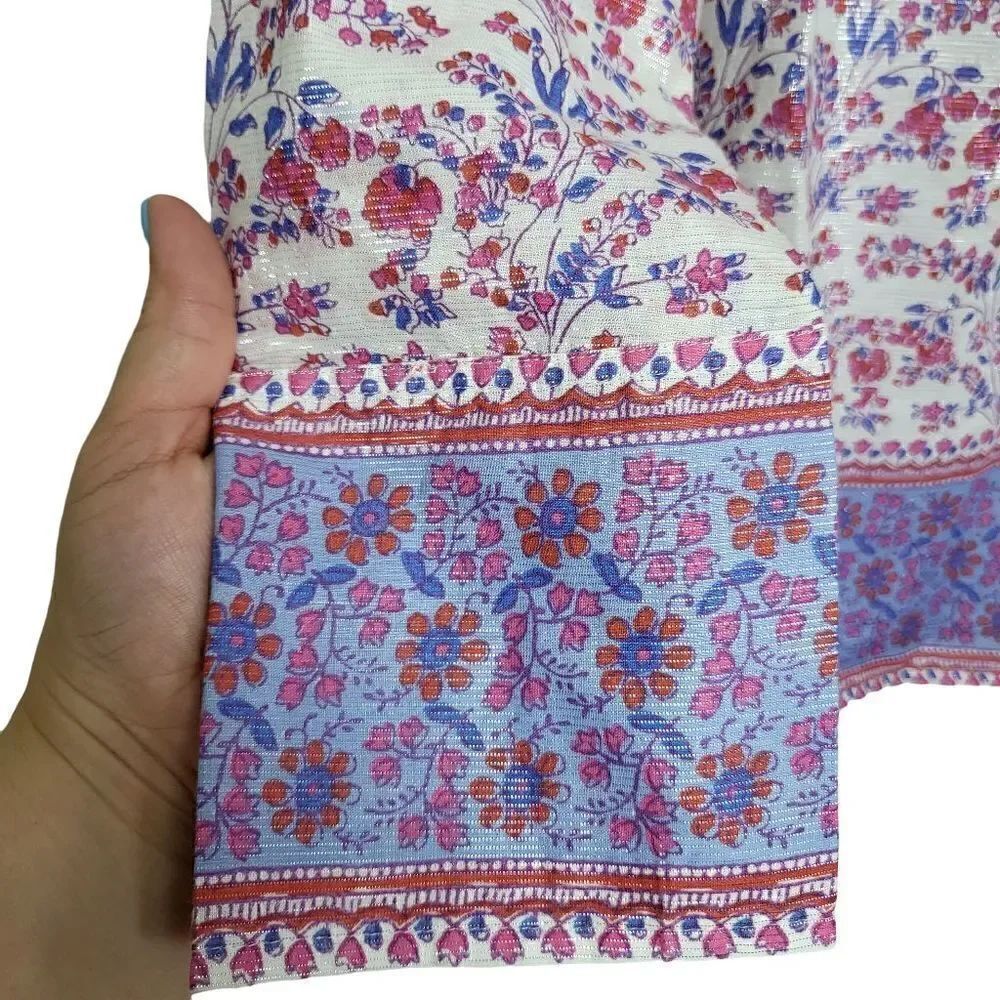 J.Crew Metallic Thread Iris Block Print Tunic Top Size Small - Picture 5 of 12